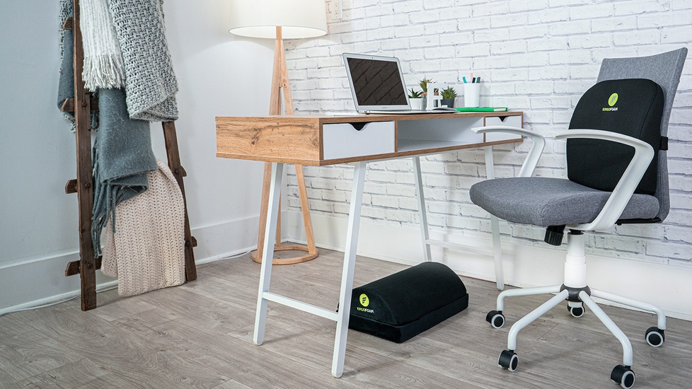 ErgoFoam Foot Rest for Under Desk at Work - Chiropractor Endorsed 2in1  Adjustable Premium Under Desk Footrest - Ergonomic Desk Foot Rest with