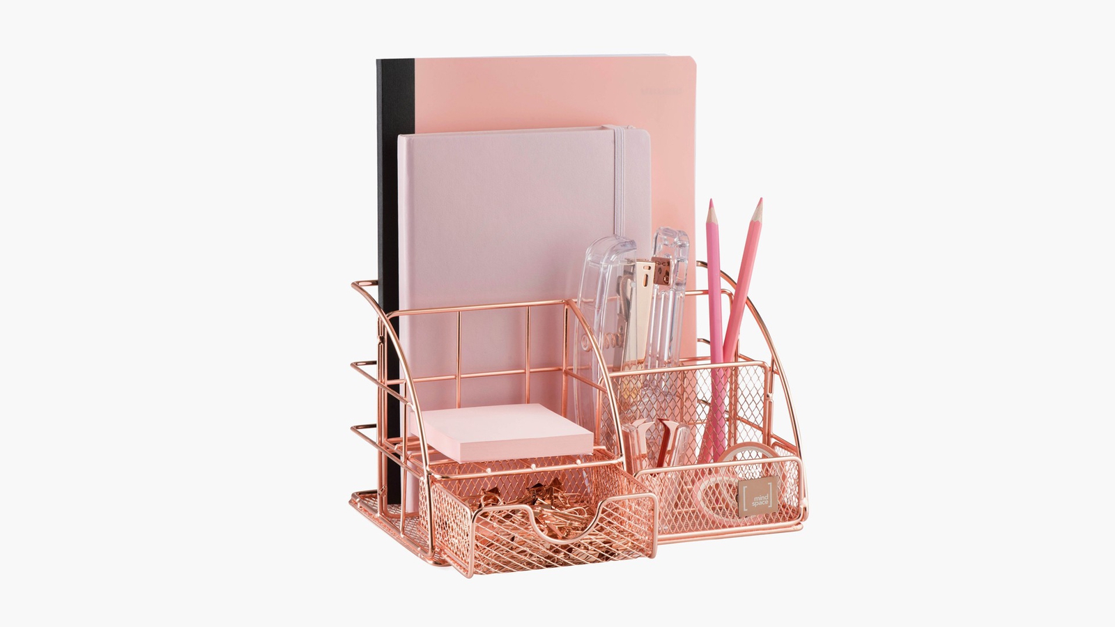 Mindspace Wire Office Desk Organizer Rose Gold Organizer Set
