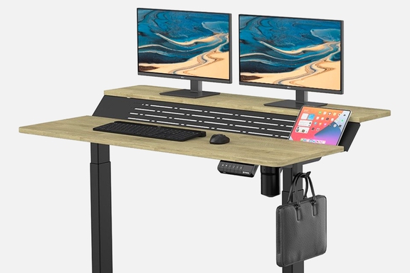 FENGE 2-tier Standing Desk: Tablet Stand & USB Ports