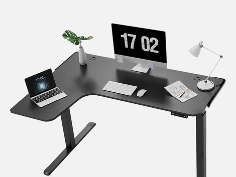 EUREKA 60" L-shaped Standing Desk: Programmable Keypad, Left-handed
