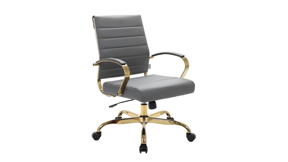 Skyline Decor High-Back Leather: Office Chair With Gold Frame - Autonomous.ai