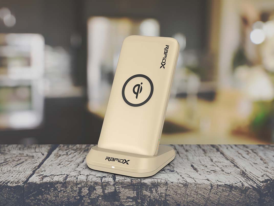 RapidX MyPort Power Bank: 10W Wireless Charger and Phone Stand