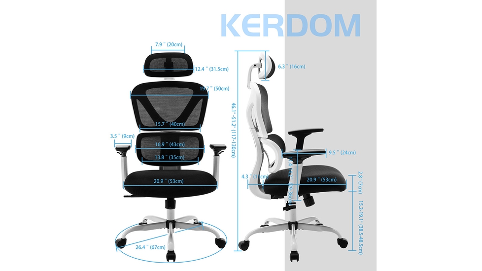 Duramont Ergonomic Office Chair - Adjustable Desk Chair with Lumbar Support and Rollerblade Wheels - High Back Chairs with Breathable Mesh - Thick