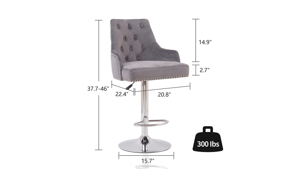 Grey velvet deals swivel bar stools