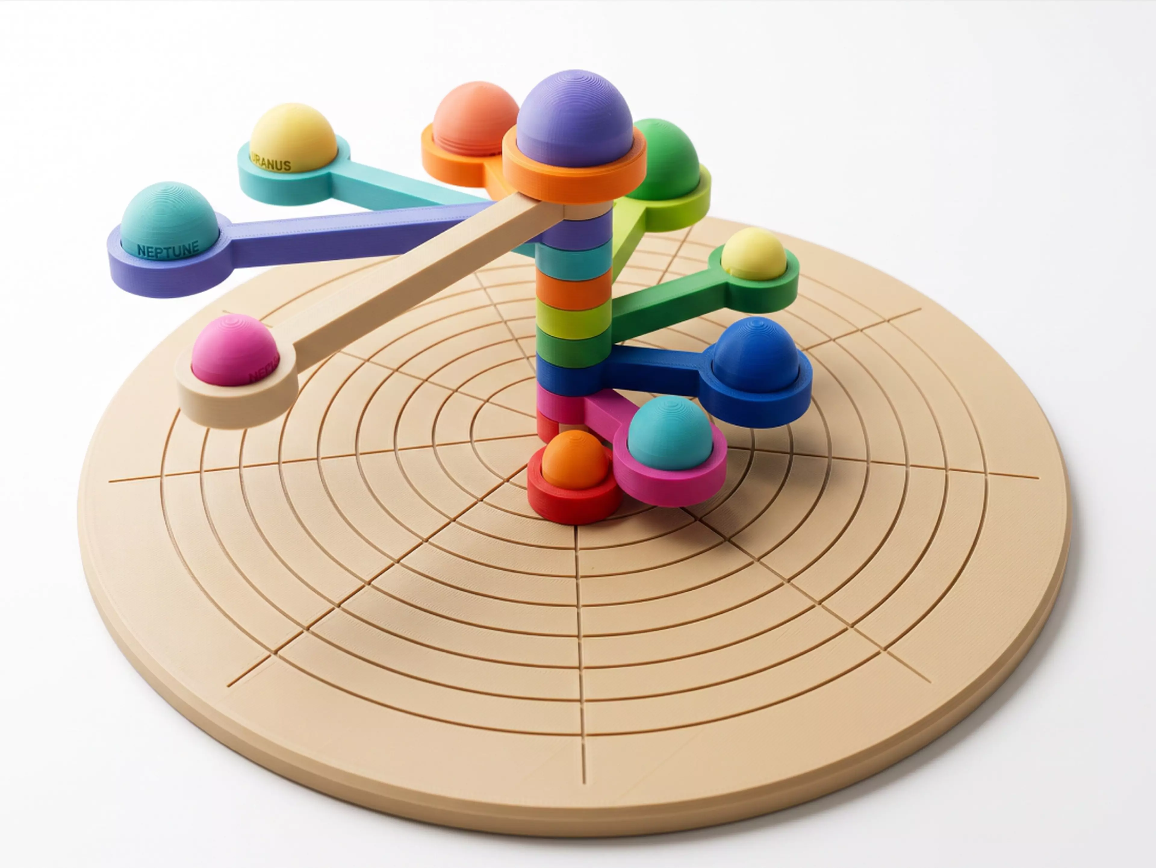 Precision Laser-Engraved Orbital Base with 10 Magnetic Planet Modules (Sun, 8 Planets & Pluto).