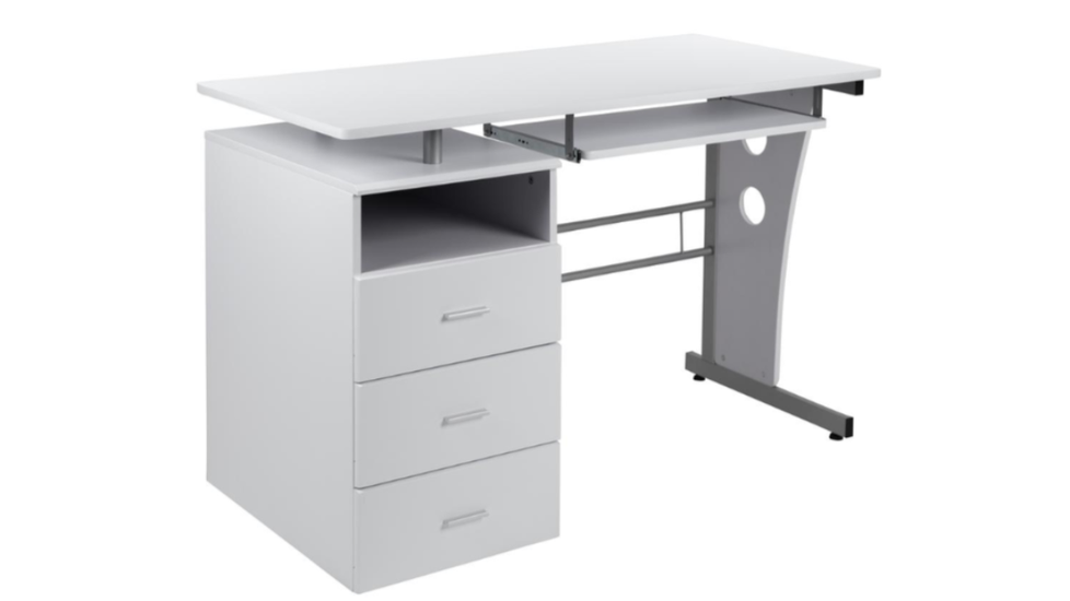 Skyline Decor Three Drawer Pedestal and Pull-Out Keyboard Tray: Desk - Autonomous.ai