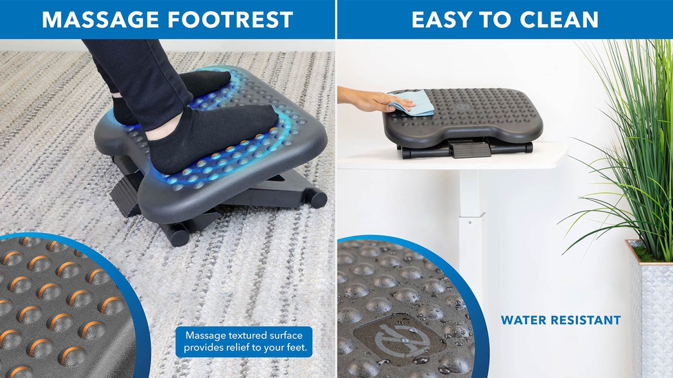 Footrest Under Desk - Adjustable Foot Rest with Massage Texture