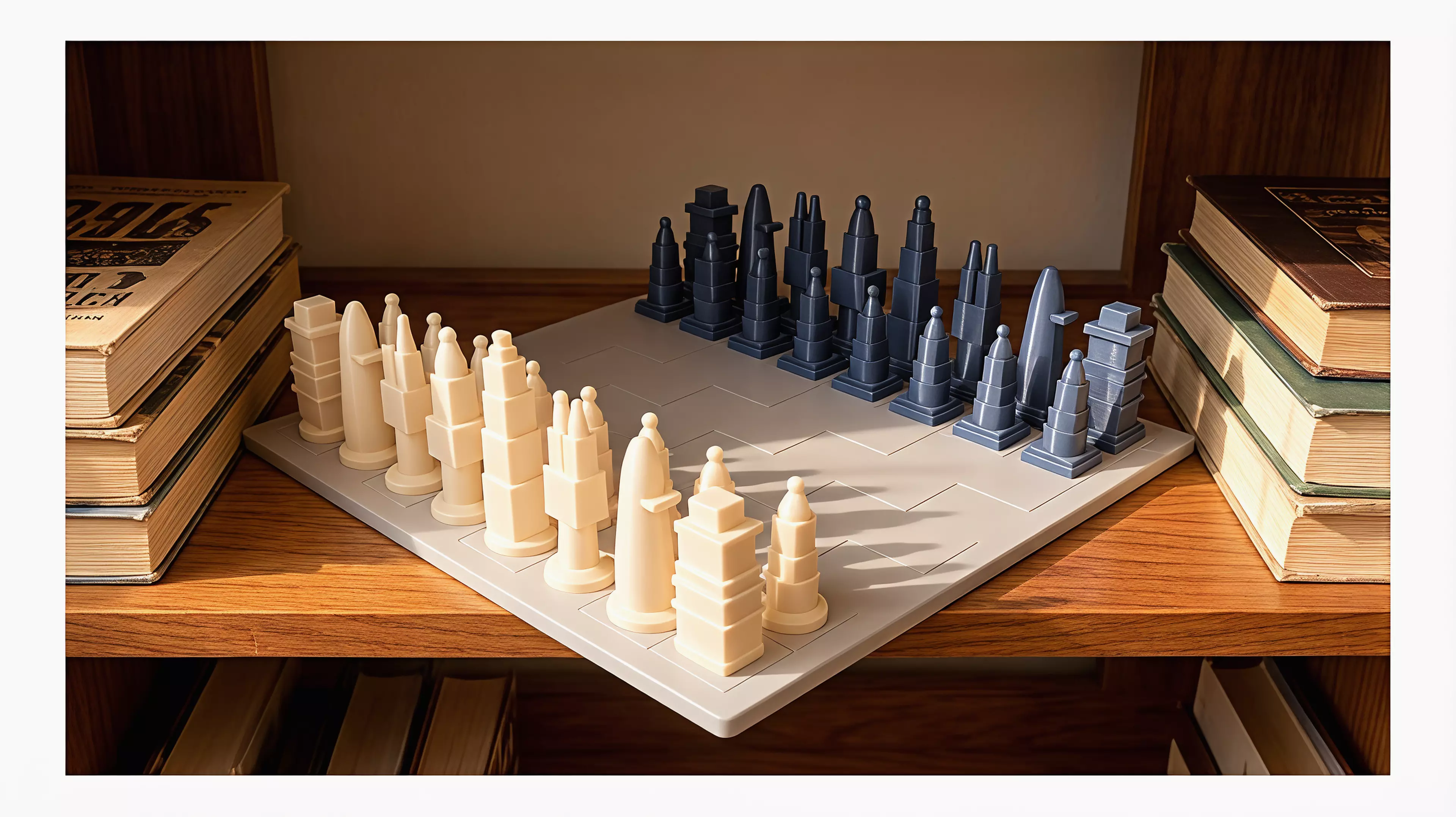A complete 3D-printable chess set inspired by well-known Ho Chi Minh City architecture, with landmark-based pieces, distinct River and Street armies, and a tactile city-grid board.