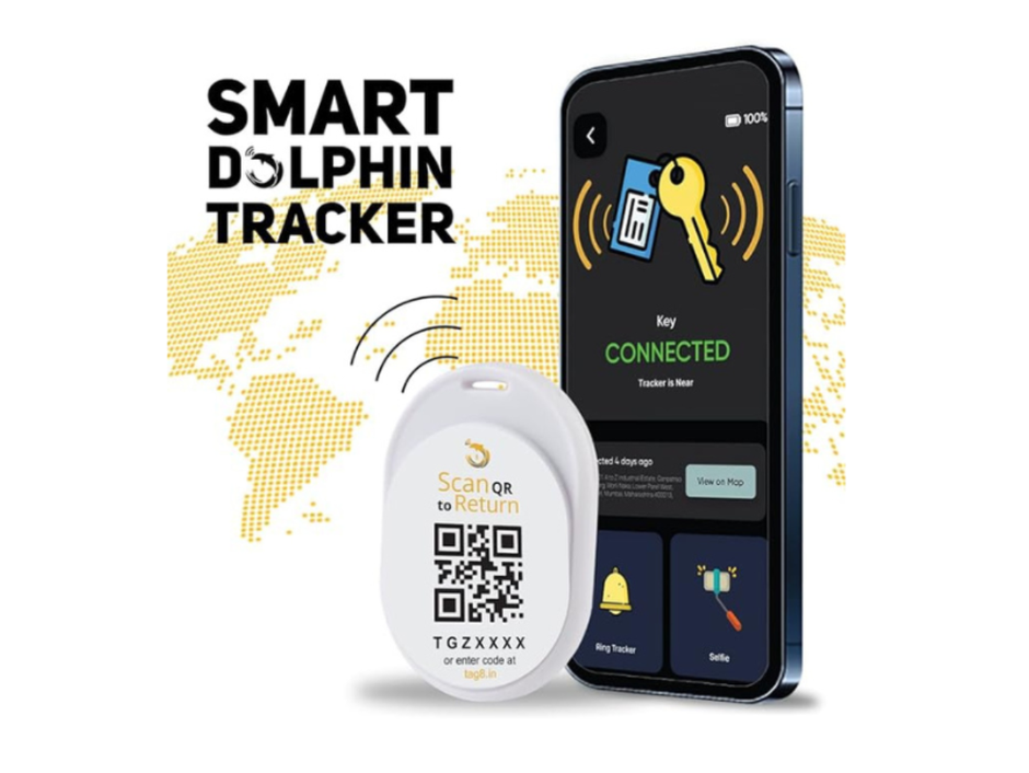 tag8 Dolphin Smart Tracker Max white, Bluetooth Tracker For Bags, Wallet, keys.