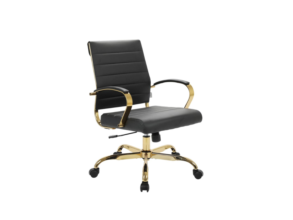 Skyline Decor High-Back Leather: Office Chair With Gold Frame