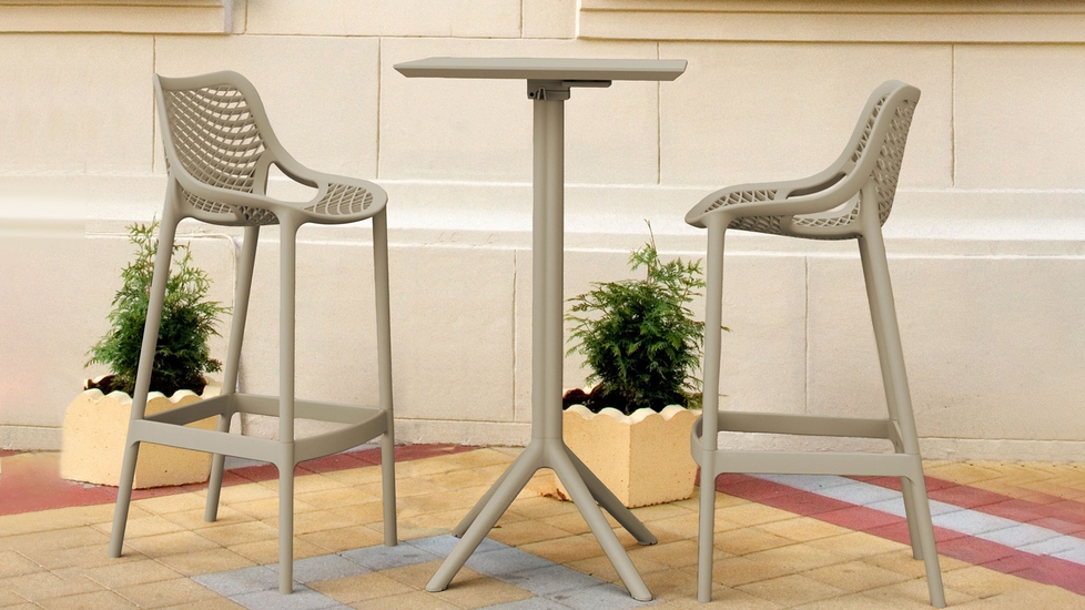 Sky Air Square 3Piece Bar Stool and Table Set