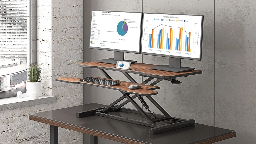 FENGE Standing Desk Converter: 32'' Height-adjustable - Autonomous.ai