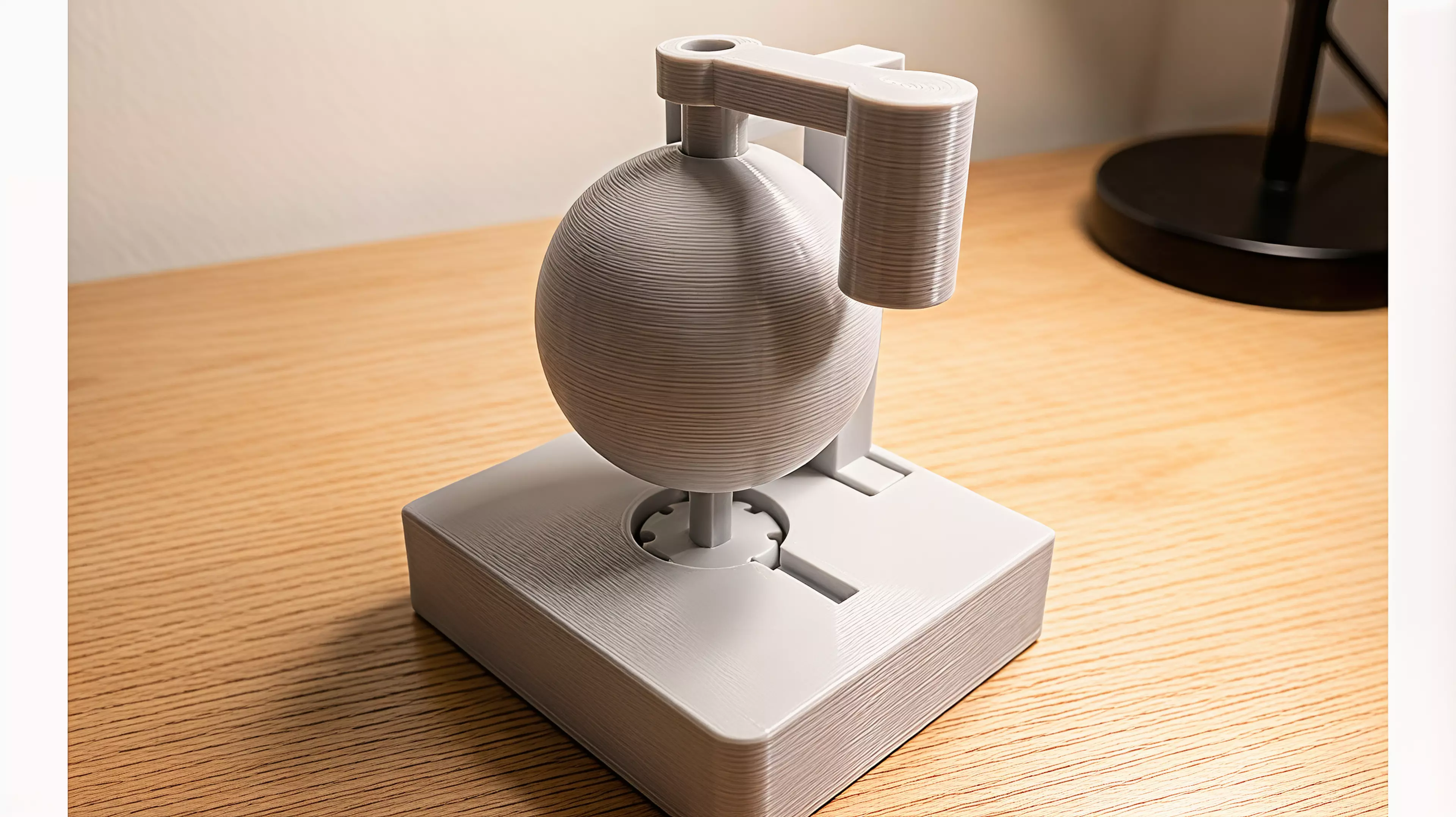 A hand-cranked desk toy designed to display eight lunar phases.