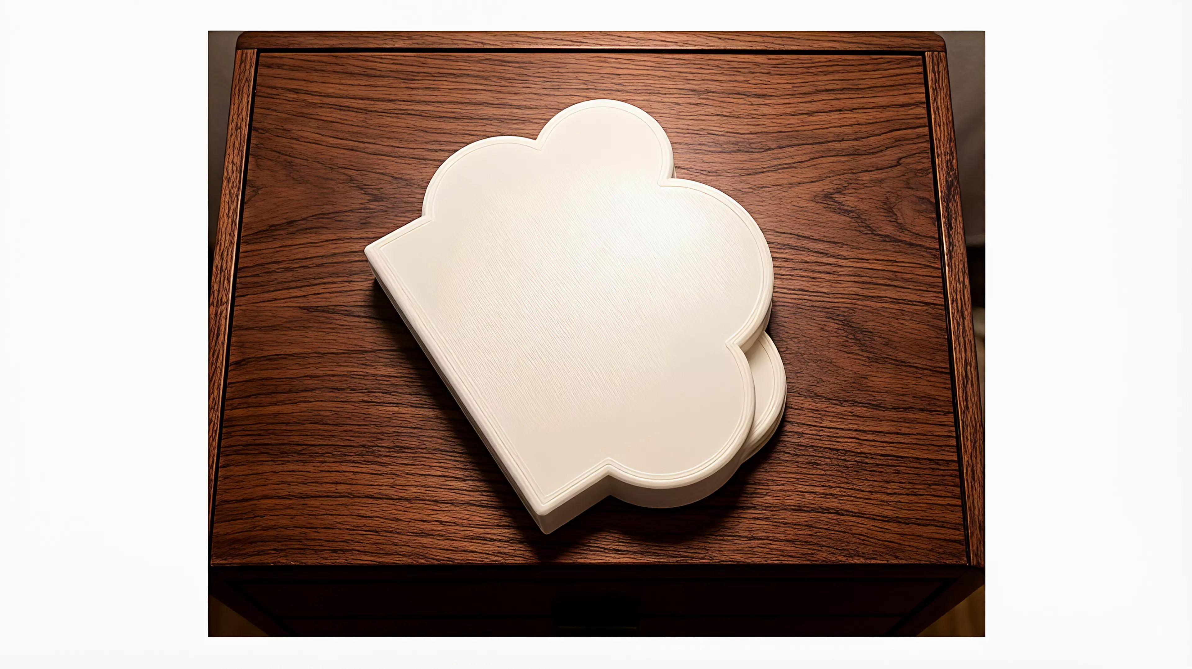 A pocket-size three-piece sleepy cloud puzzle whose single guided quarter-turn reveals a standing rainbow-and-lightning storm scene, then reverses to reset.
