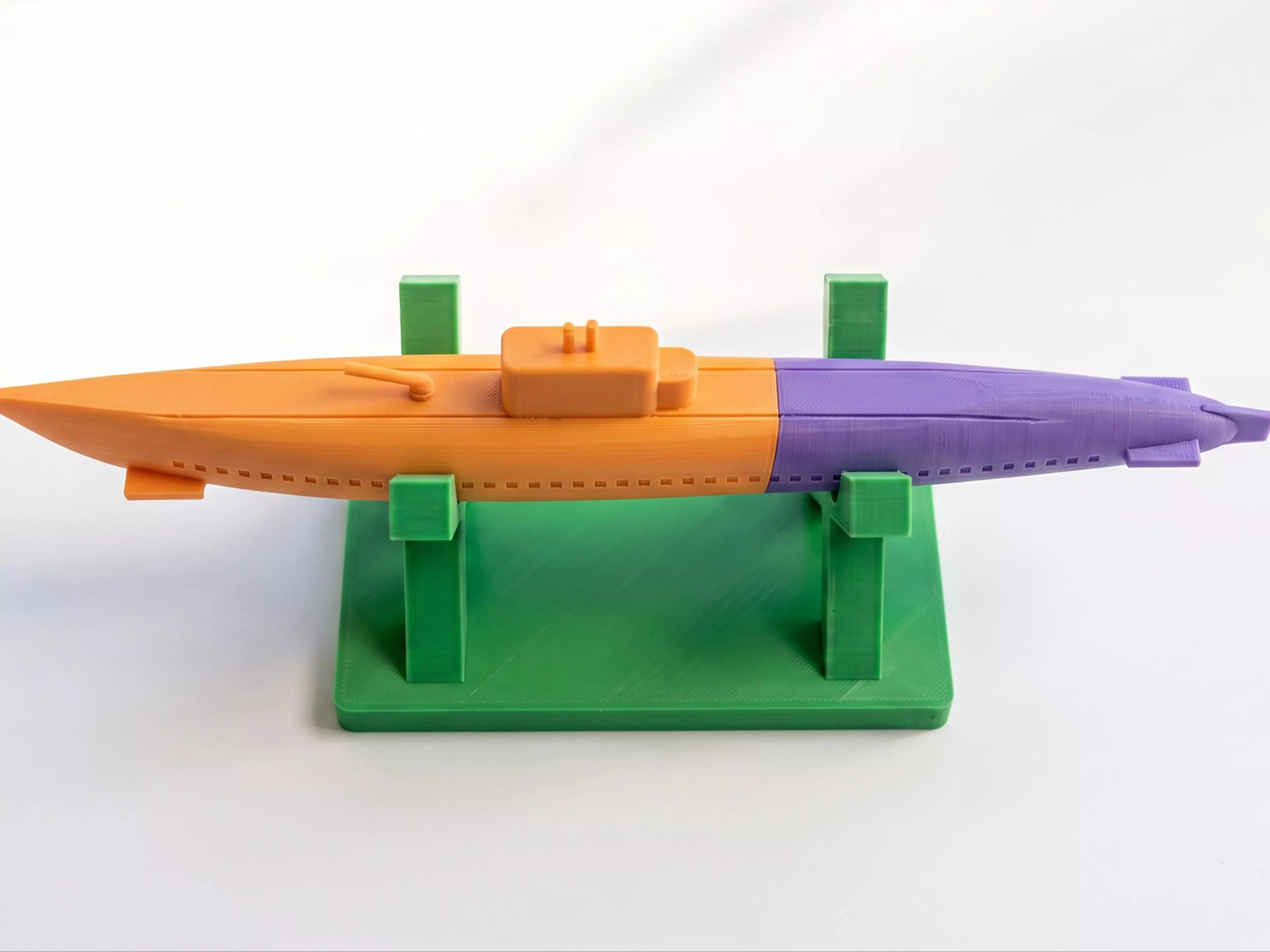 A Kriegsmarine Type VIIC, printed as two PLA pieces that peg the AI service at midship.