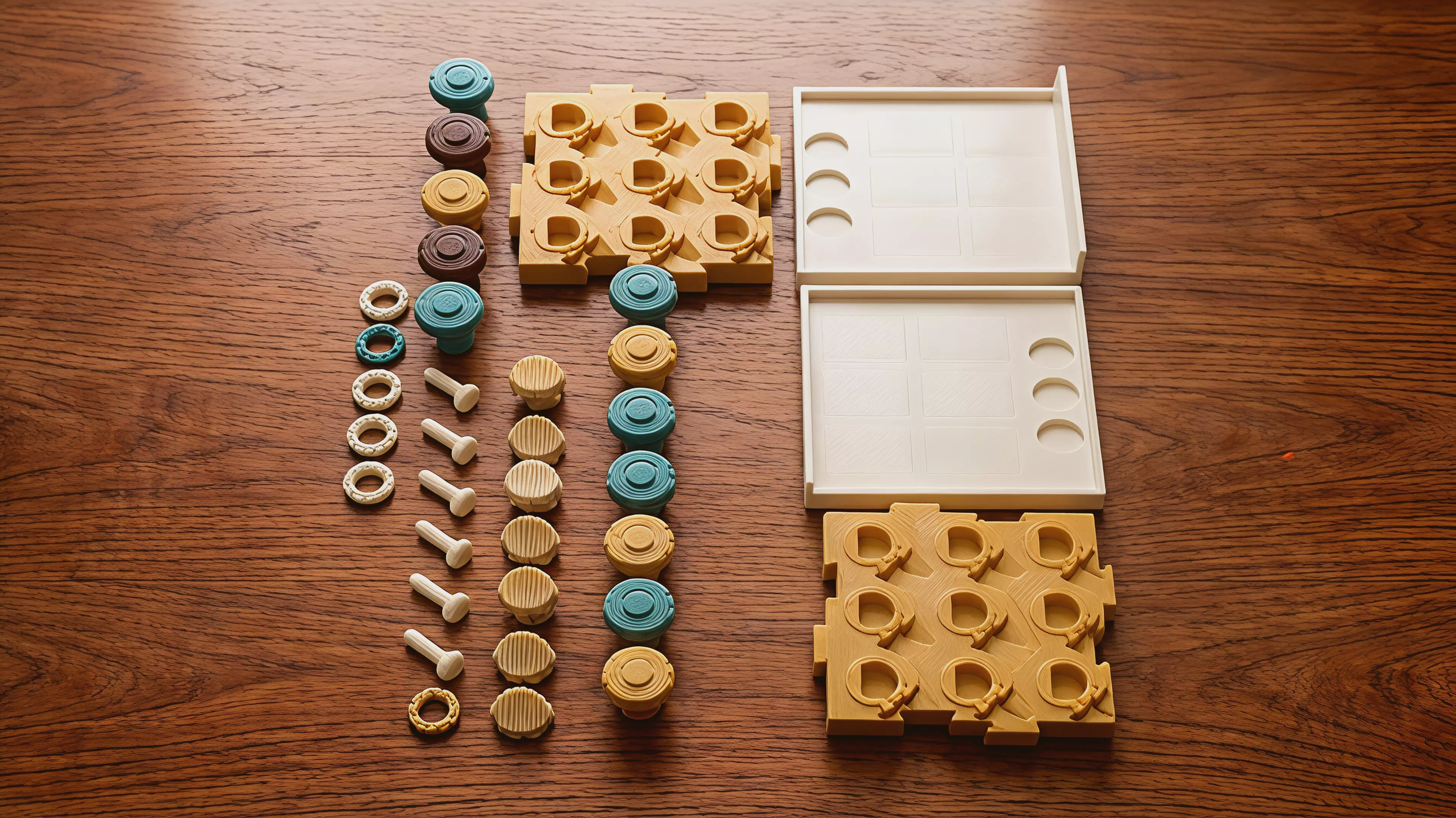 Designed for two players and a 25-minute table. Plant six hidden mushrooms, spend three probes on physical high/low readings, commit three crowns, then reveal the field and score orthogonal groves. By Alice.