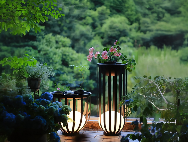 VIVZONE LED Plant Stand Set: Solar Powered