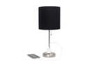 all-the-rages-19-5-power-outlet-base-standard-metal-table-lamp-brushed-steel-black-shade