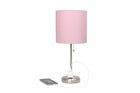 all-the-rages-19-5-power-outlet-base-standard-metal-table-lamp-brushed-steel-light-pink-shade