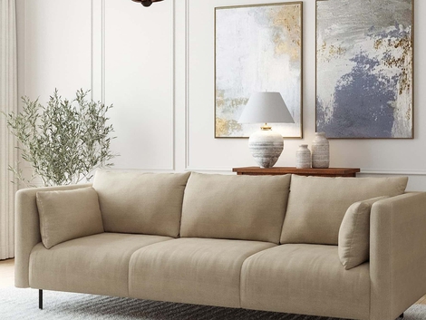 VIFAH SIGNATURE Italian Design Premium Fabric 82-inch Sofa, Beige