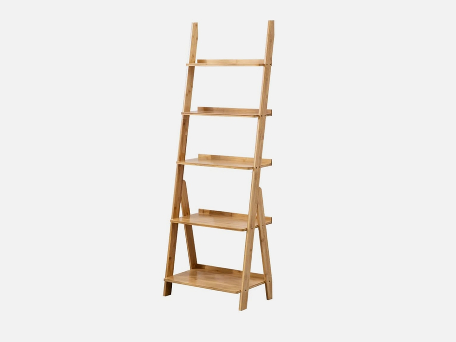 Maydear Ladder Bookshelf (5 tier, 2 colors): Bamboo Bookshelf
