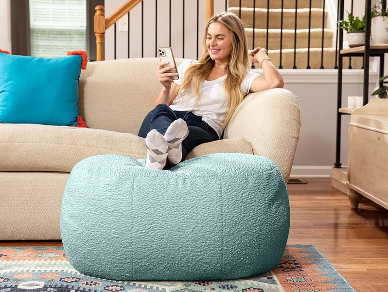 Jaxx Ellis Ottoman Shearling Faux-Lamb Plush Pouf