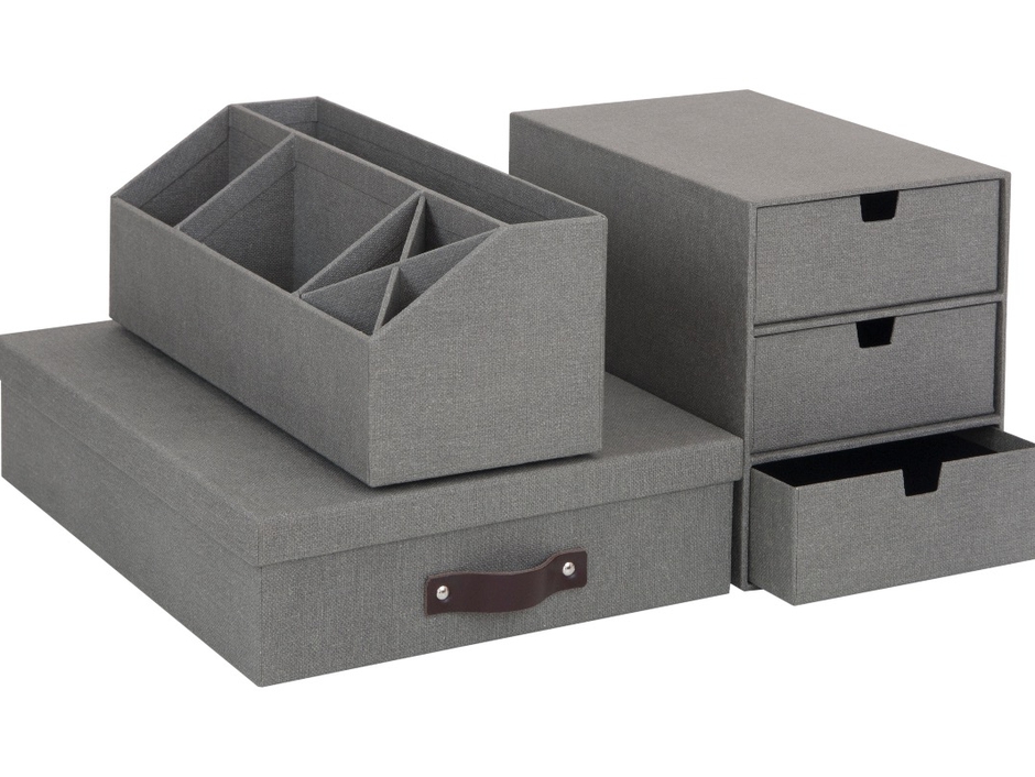 Bigso Practical Workspace Desk Kit-set of 3: leather handles