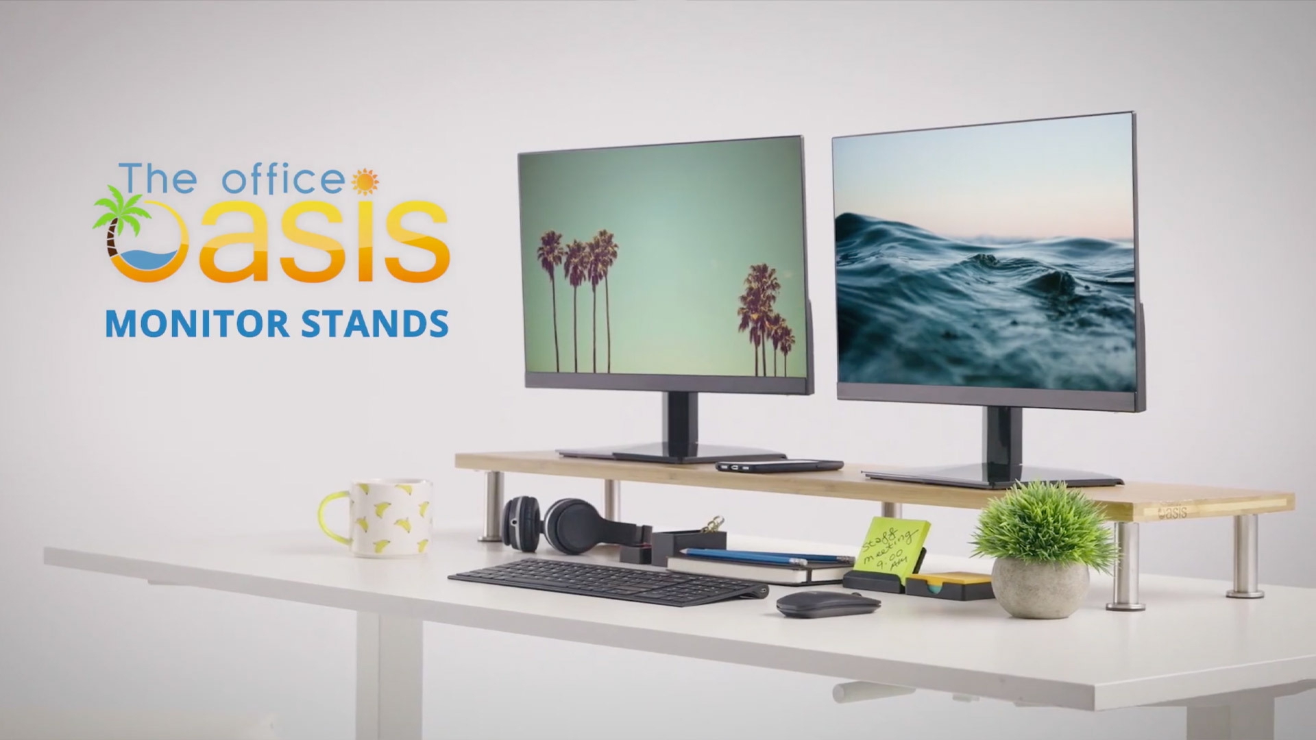 The Office Oasis Dual Computer Monitor Stand