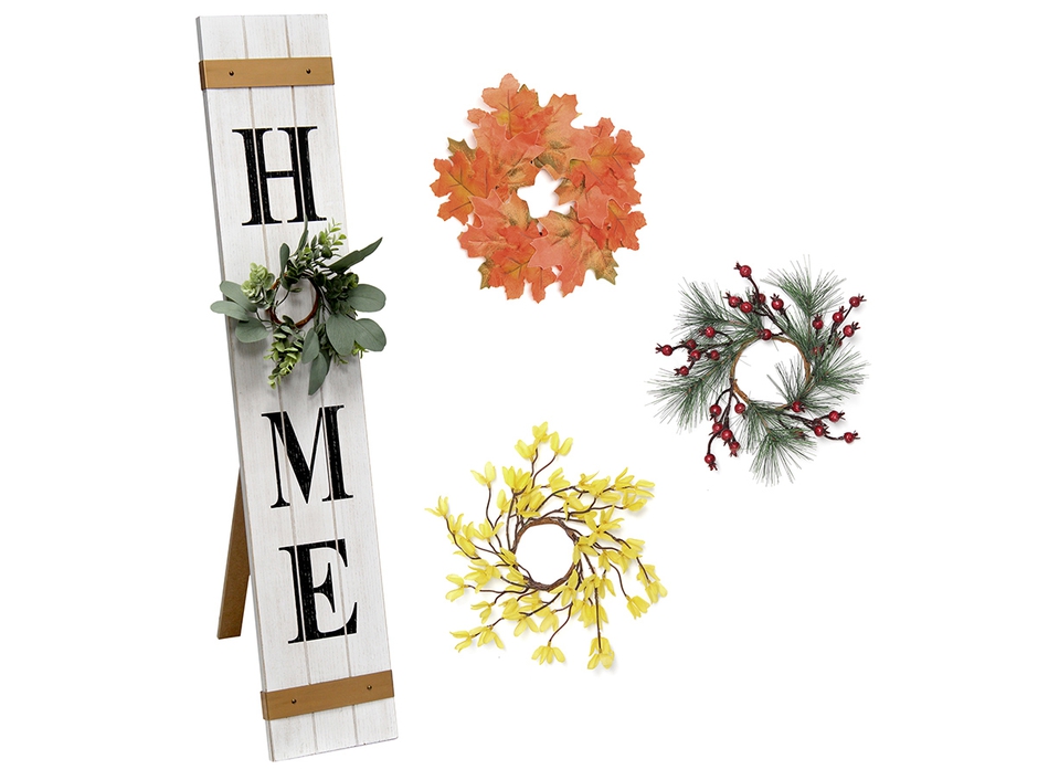All the Rages Porch Sign with 4 Interchangeable Floral Wreaths