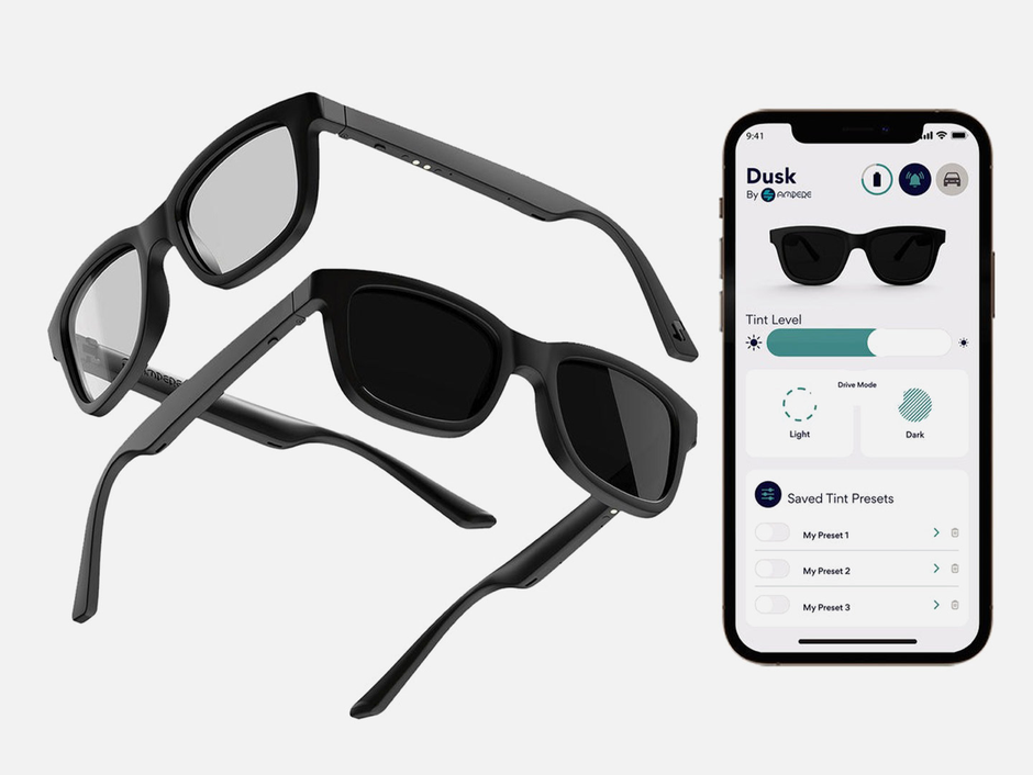 Ampere Dusk: App-enabled tint changing smart sunglasses with built-in audio