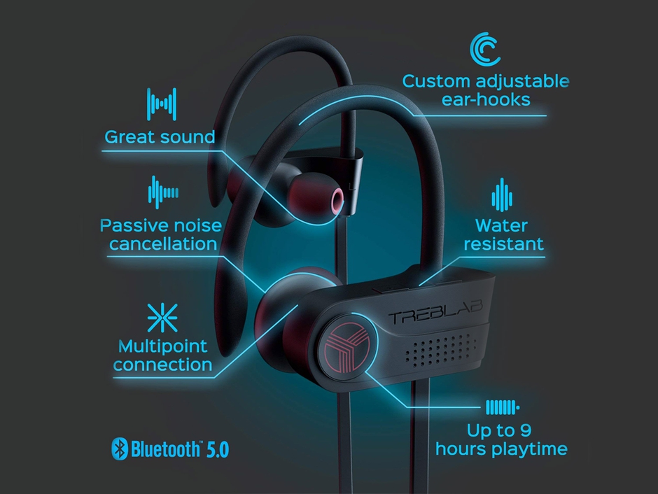 TREBLAB XR700 Wireless Running Earbuds: Unique-HD Sound