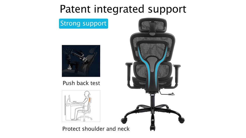 Dropship Ergonomic Office Chair Adjustable Height Computer Chair Breathable  Mesh Home Office Desk Chairs With Wheels Executive Rolling Swivel Chair  With Flip-Up Arms And Lumbar Support For Home/Study/Working to Sell Online  at