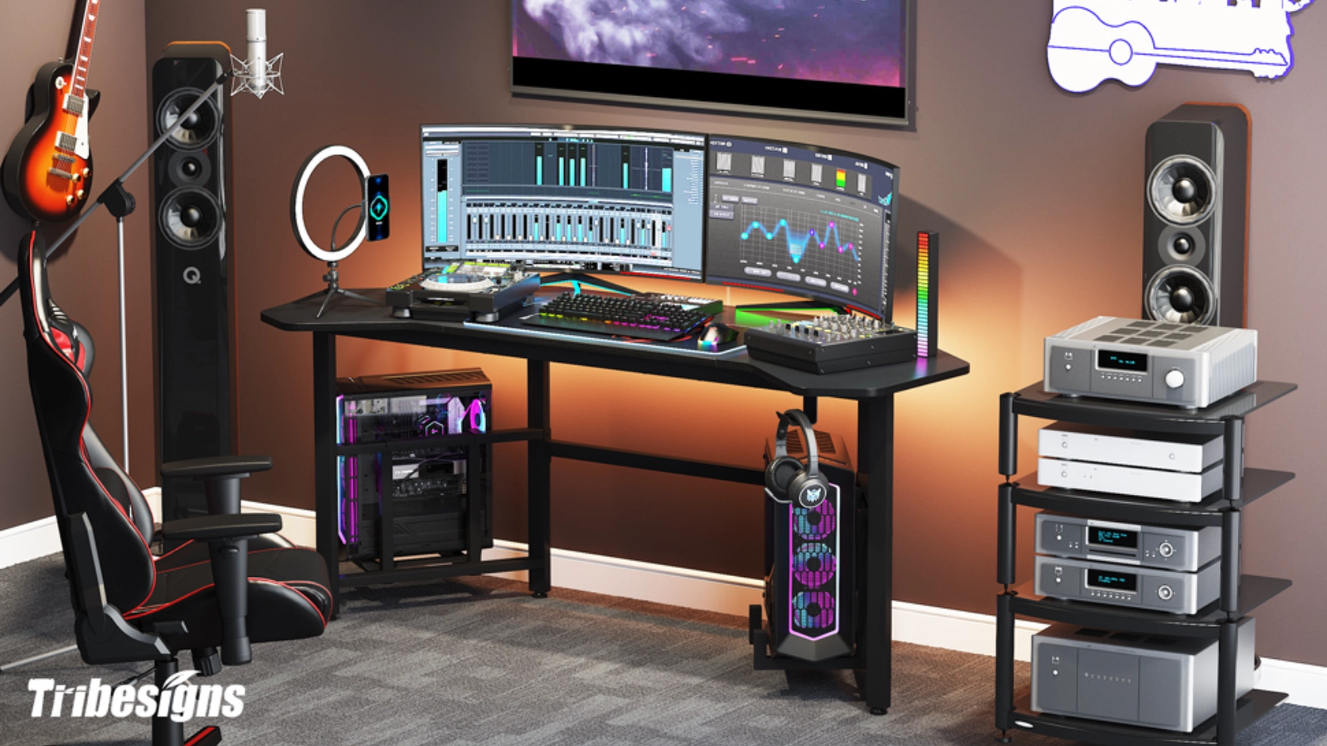 Ergonomic Wing-Shaped Computer Studio Desk