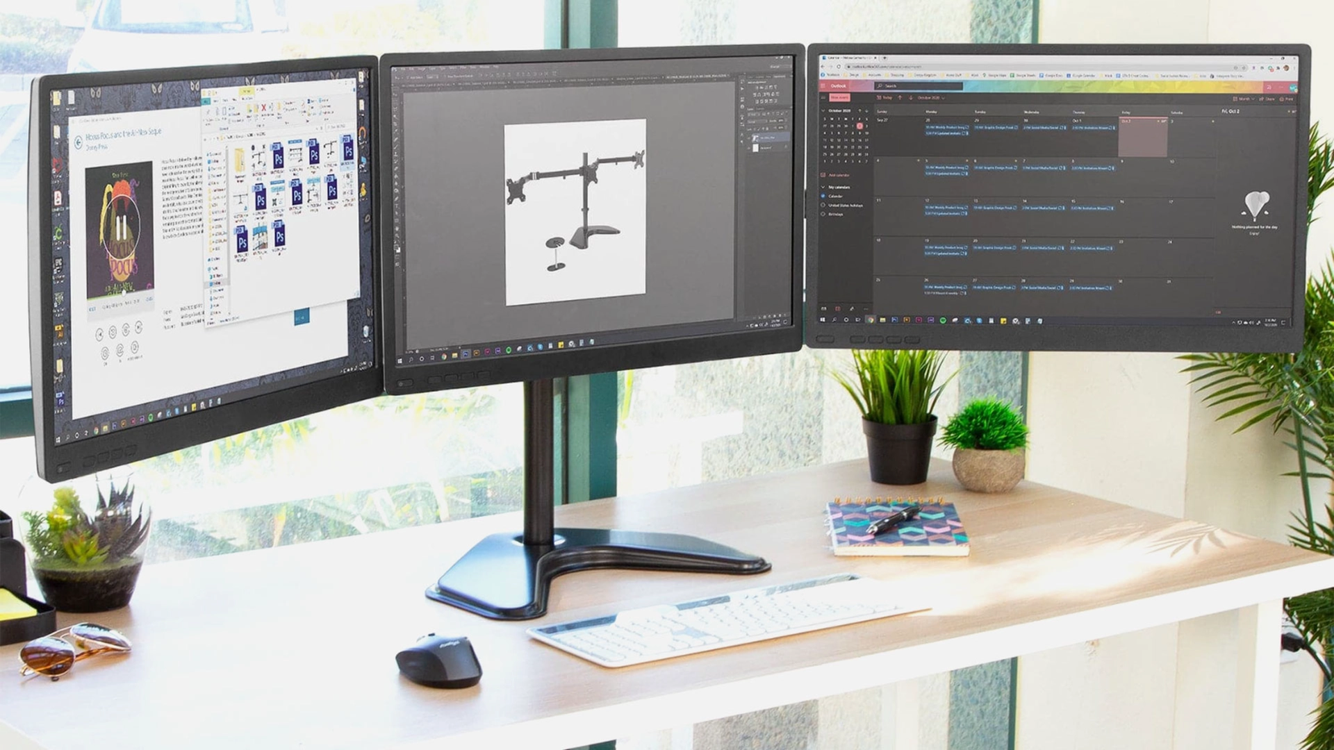 Mount-It! MI-2789XL Triple Monitor Stand