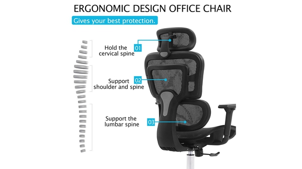 KERDOM Ergonomic Chair with Advanced Contoured Seat Cushion