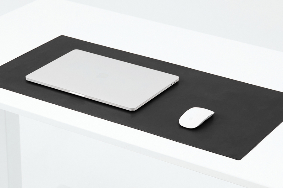 Black Microfiber Vegan Leather Desk Pad