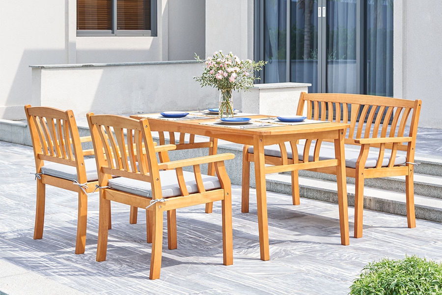Nautical Wooden Outdoor Dining Set by Vifah