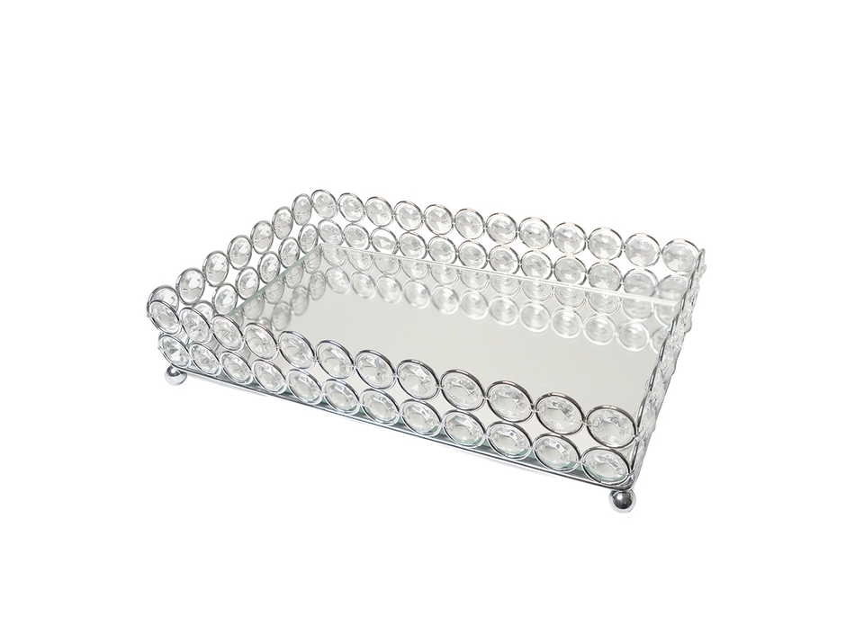 All the Rages Elipse Crystal and Chrome Mirrored Vanity Tray