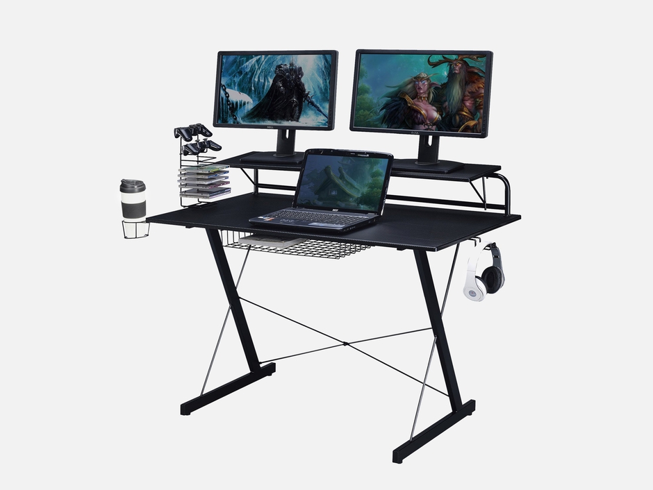 Techni Mobili TS-200 X-shaped Gaming Desk: Additional Storage