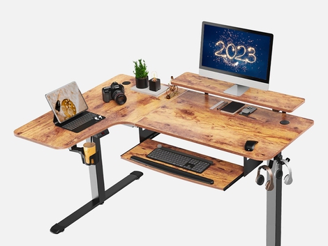 EUREKA L60 L-shaped Standing Desk: Key board tray