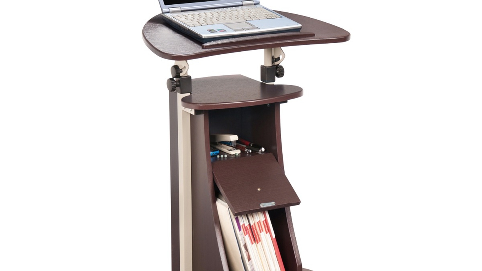 Techni Mobili Sit-to-Stand Rolling Adjustable Laptop Cart With Storage