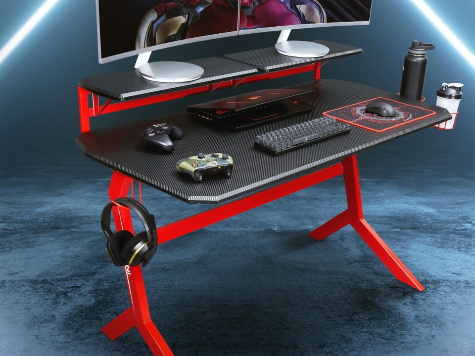 Techni Mobili Red Stryker Gaming Desk