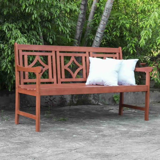 VIFAH Outdoor Patio Diamond 5-foot Hardwood Bench - Autonomous.ai