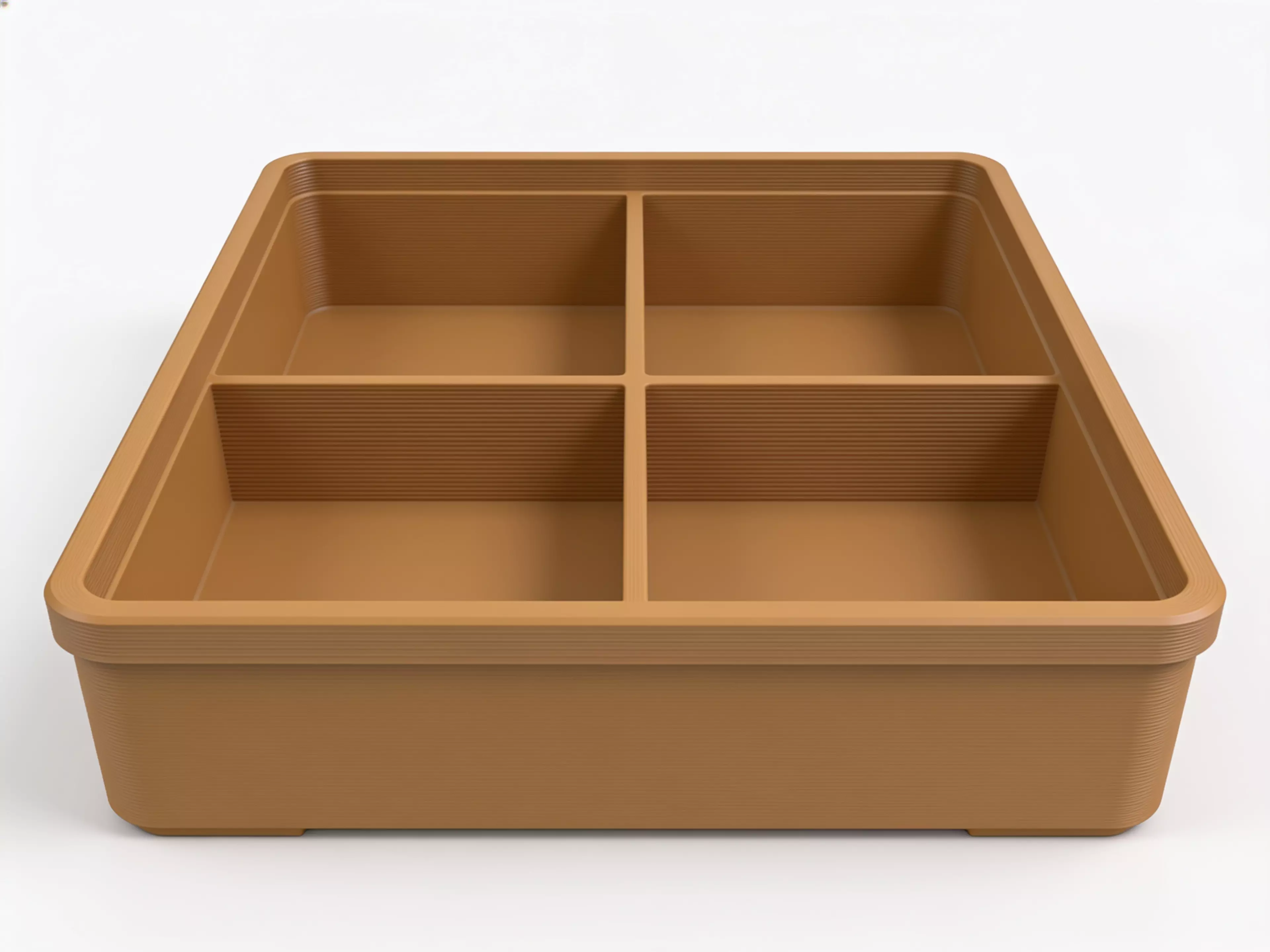 A complete Double-6 domino set — 28 tiles (48 x 24 x 8 mm) with raised embossed pips — stored in a fitted two-row tray with a slip-fit lid.
