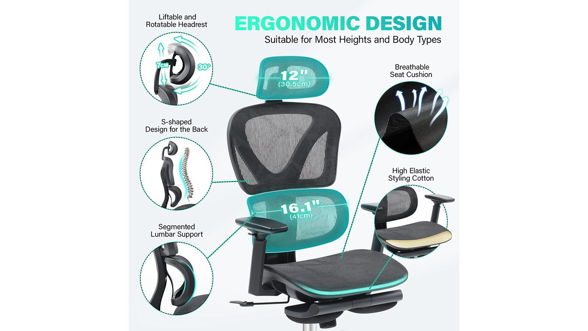 KERDOM FelixKing Ergonomic Chair: Additional Footrest