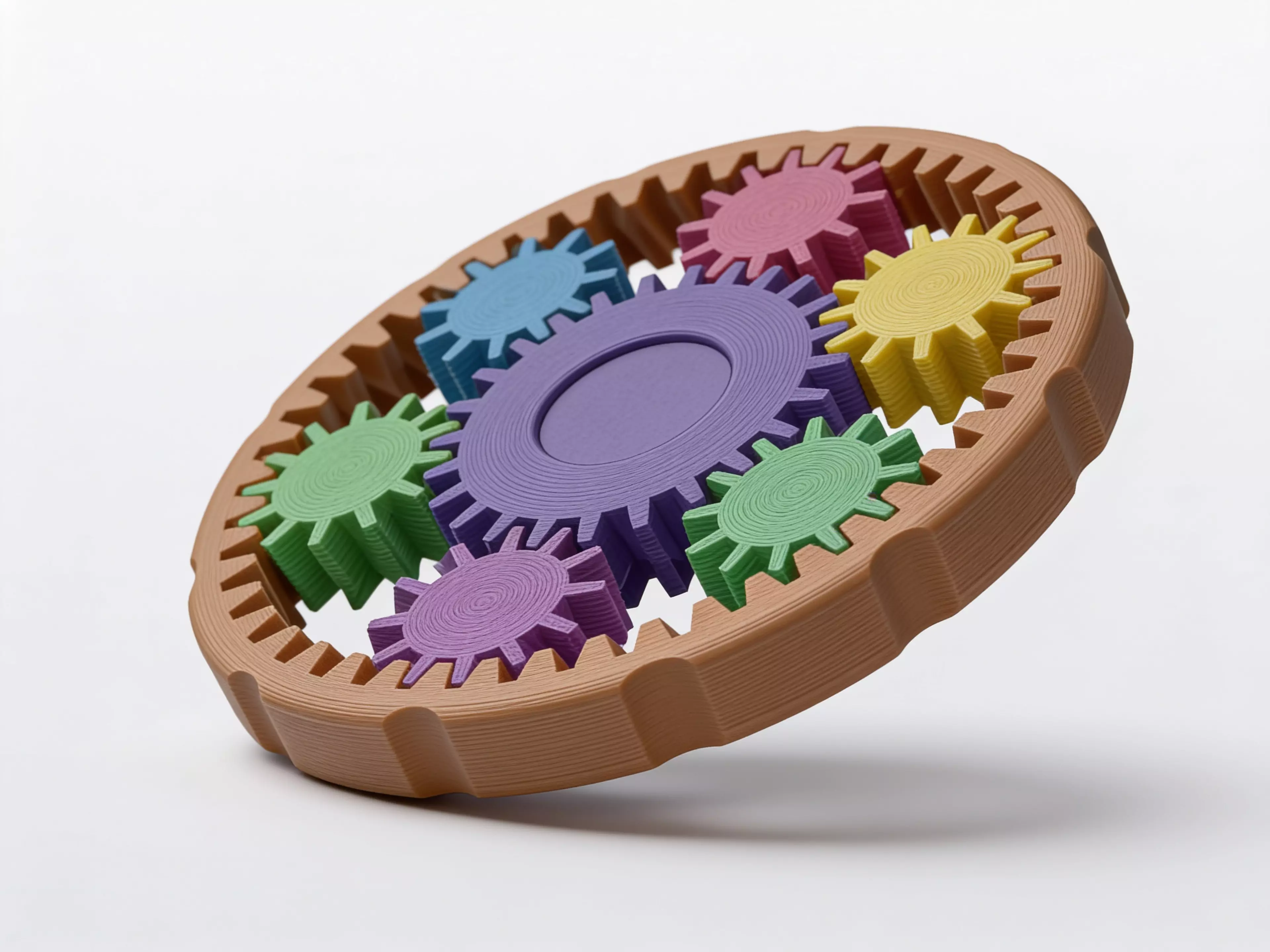 A 3D-printable fidget spinner planetary gear system.