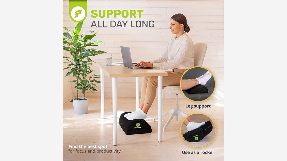 ErgoFoam Adjustable Desk Foot Rest - Orthopedic Teardrop Design