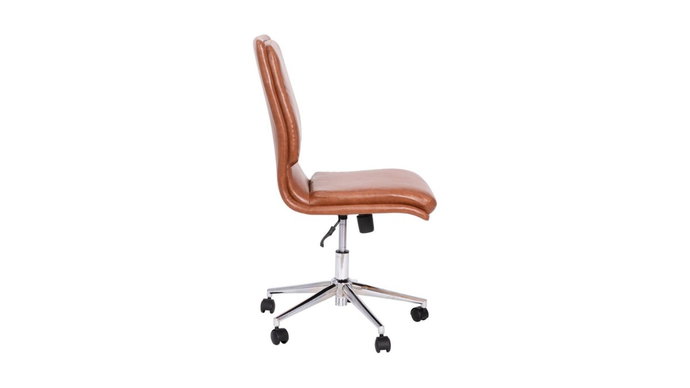 Genuine leather sales armless office chair