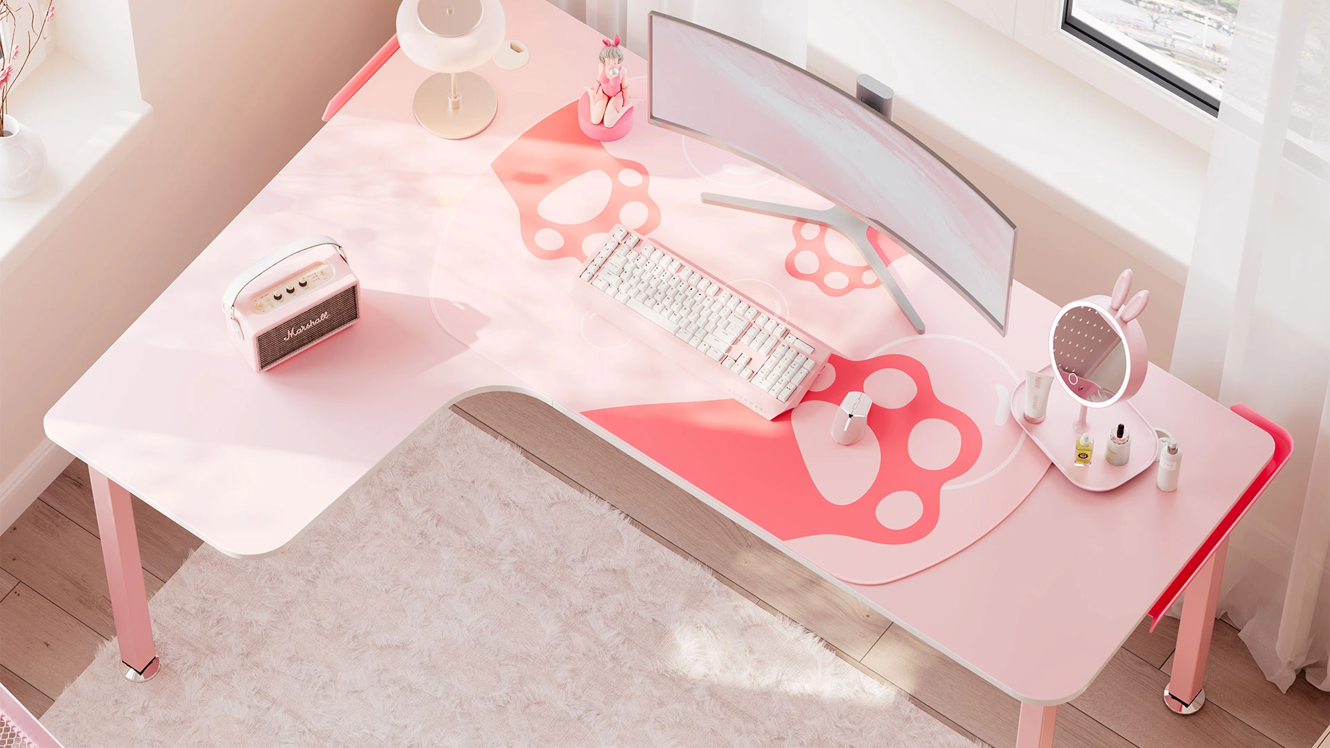 EUREKA ERGONOMIC L60 Computer Desk: Left Side, Pink