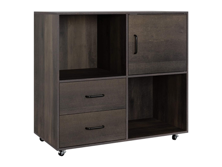 6Blu Mobile Lateral Filing Cabinet: 2 Drawers and Open Shelves